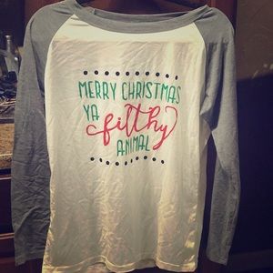Long Sleeved Raglan Holiday Christmas Tee